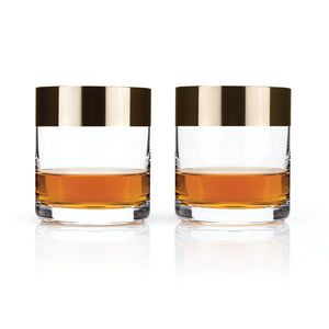 Irving Crystal Bronze-Rim Rocks Glasses Viski®