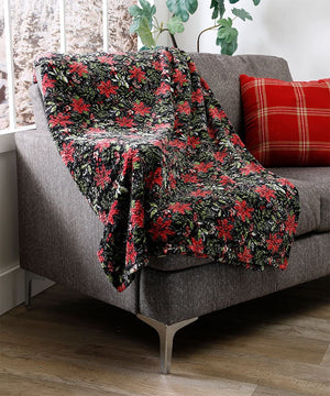 Poinsettia Oversized Jacquard Luxe Plush Holiday Throw Blanket (50" x 70")