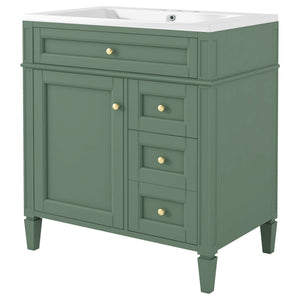 Bathroom Vanity With Top Sink, Storage Cabinet With 2 Drawers And Tip Out Drawer, Freestanding Set With Mirror Cabinet
