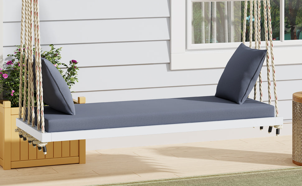 TOPMAX Patio Wooden Swing Chair with Cushion & Pillows