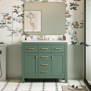 Modern Bathroom Vanity With 36" Resin Sink – 4 Drawer Storage Cabinet