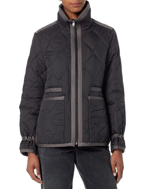 Andrew Marc Women's Devoe Relaxed Fit Puffer Quilted Jacket, Crinkle Black, Small