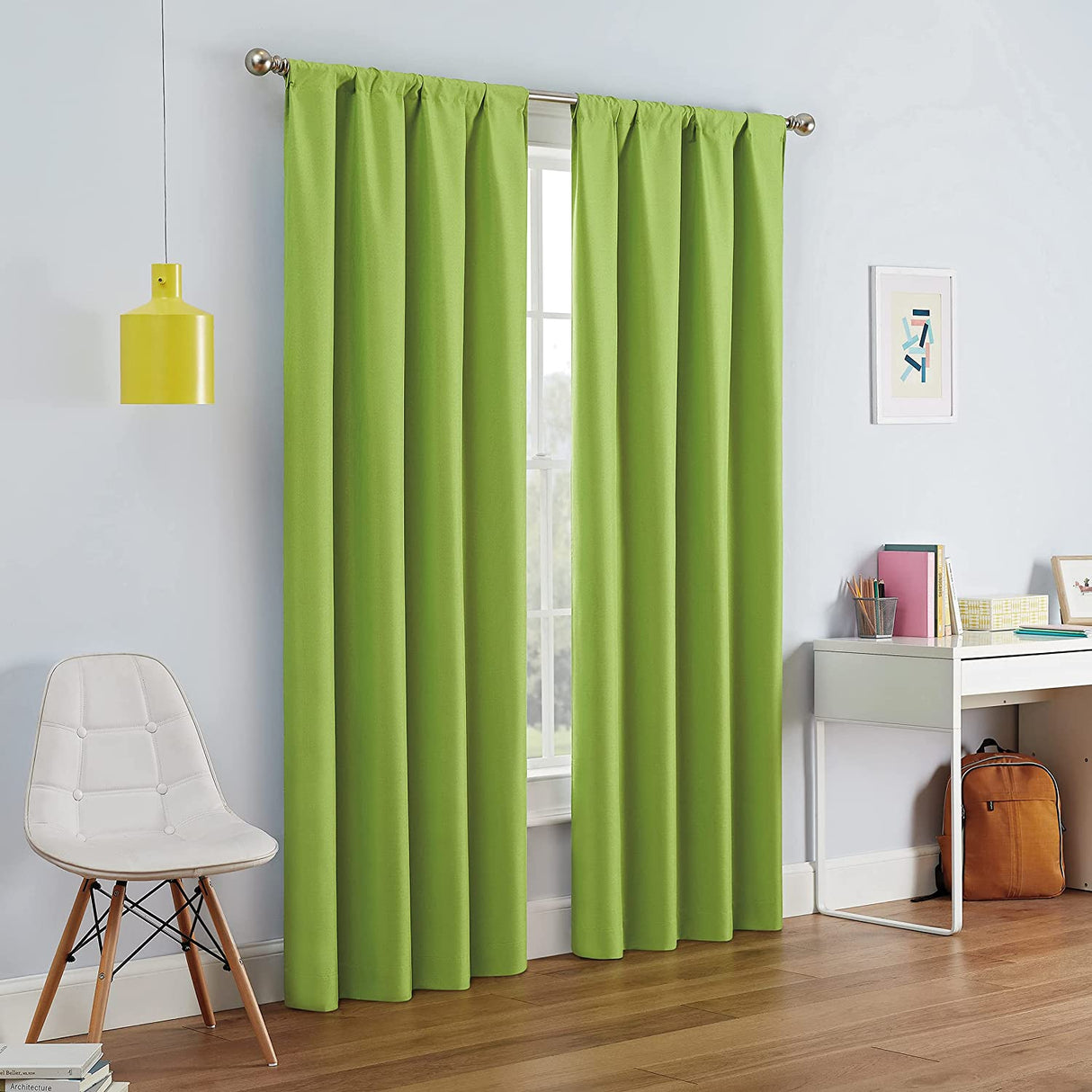 J&V Textiles 2 Panels Solid Grommet Faux Silk Window Curtain Drapes Treatment in 84" Length