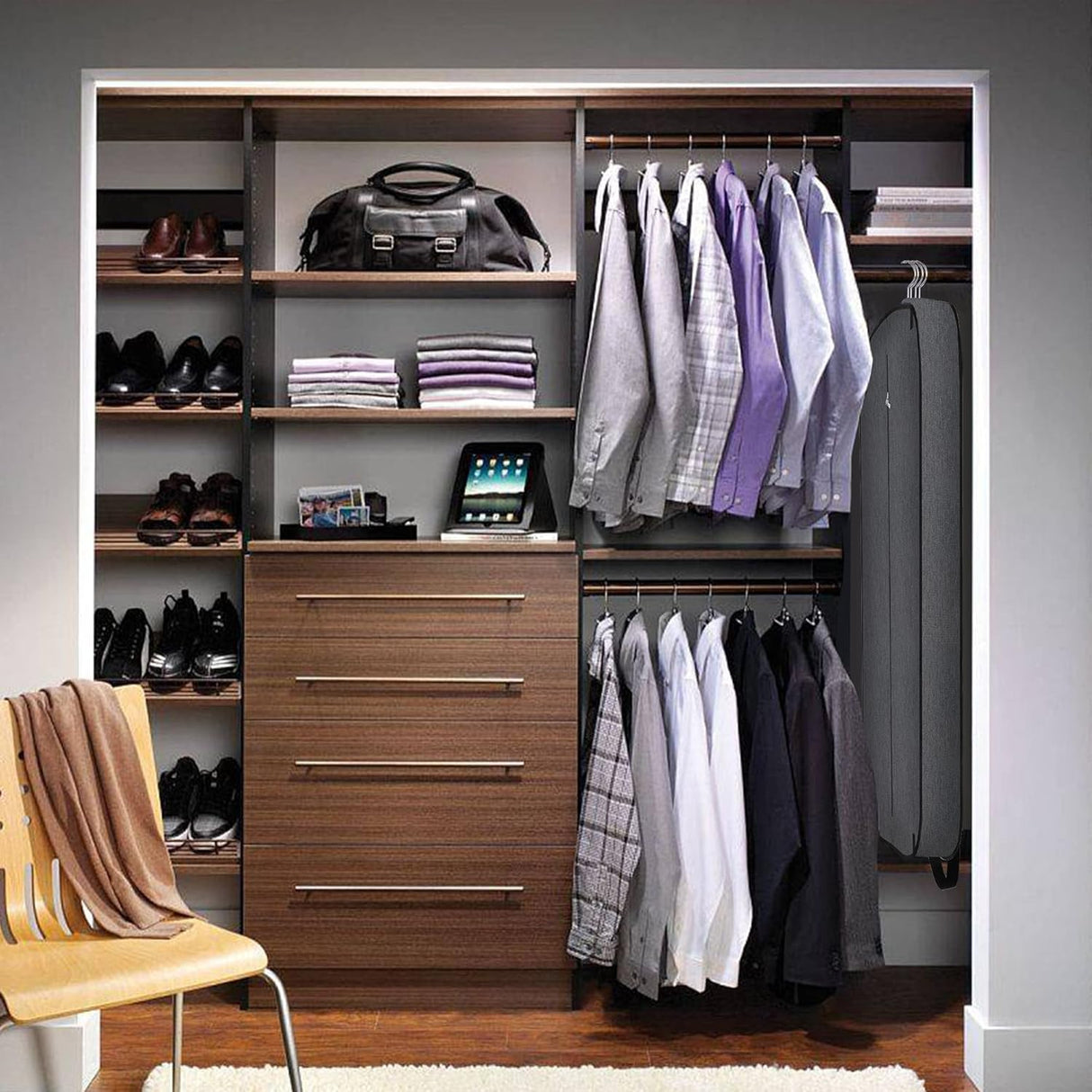 Waterproof Foldable Garment Bag Oxford Travel Suit Cover with Pocket