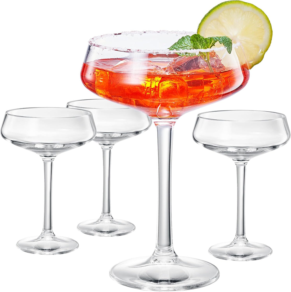 Set of 4 Stemmed 8 oz Clear Cocktail Glasses