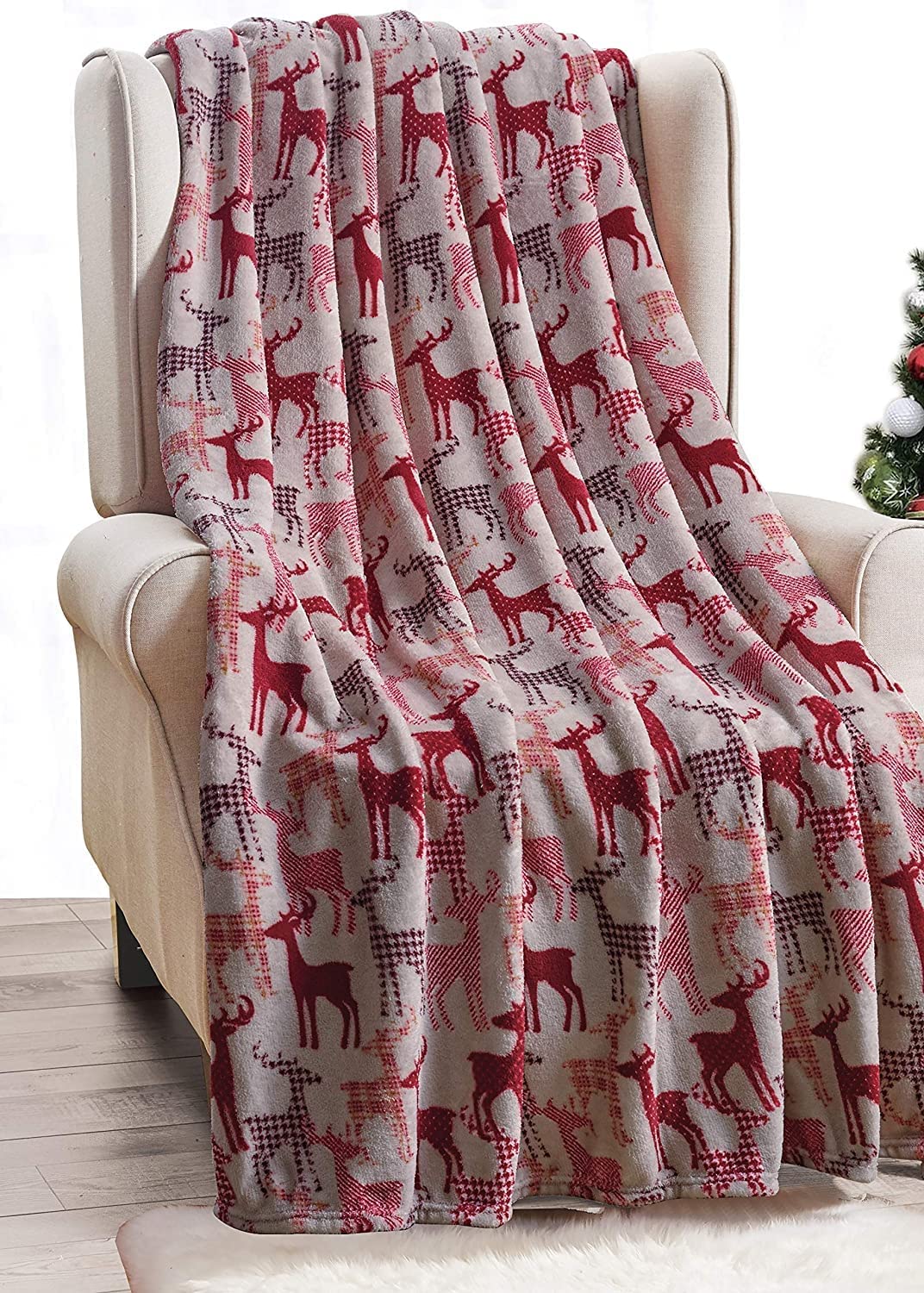 Noblehouse velvet touch holiday throw fleece blanket (50" x 60")