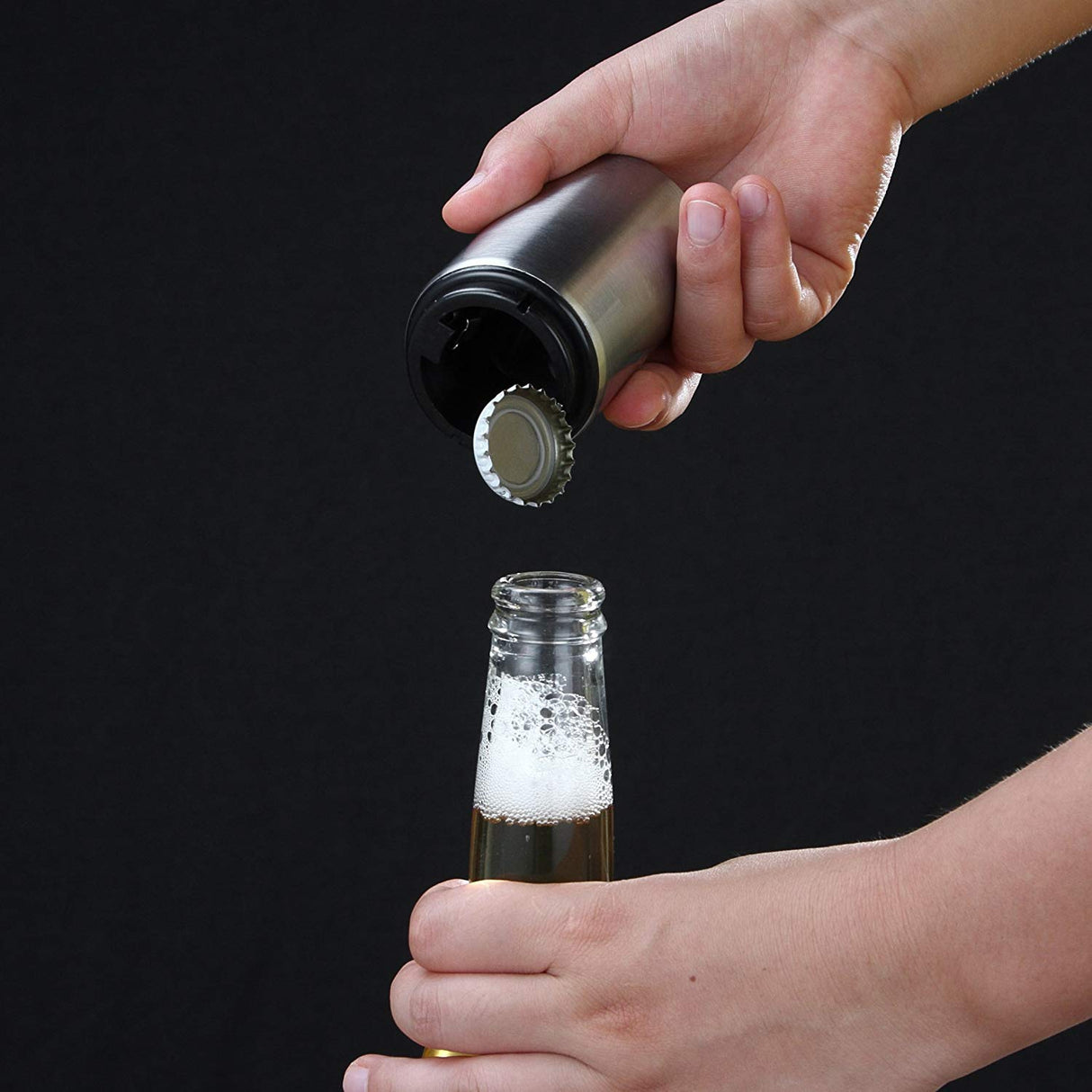 2-Pack BARSUPPLY Push Down Automatic Magnetic Beer Bottle Opener + BONUS Cap Gun