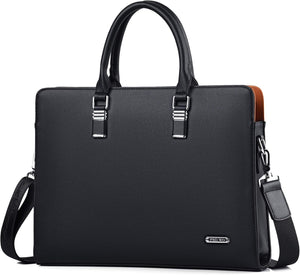 Genuine Leather Business Briefcase 15.6 Inch Laptop Bag Multi Compartment