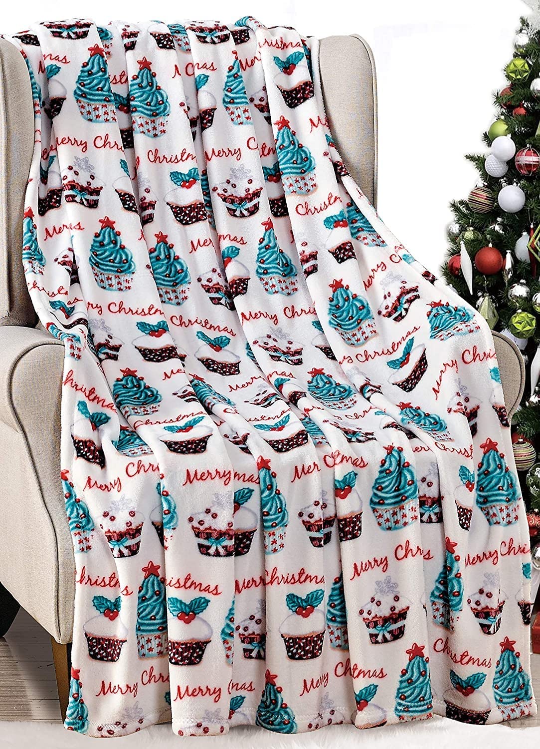 Noblehouse velvet touch holiday throw fleece blanket (50" x 60")