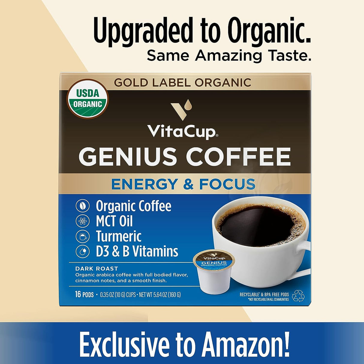 Slim Organic Coffee Pods with Diet Support  Bold Flavor