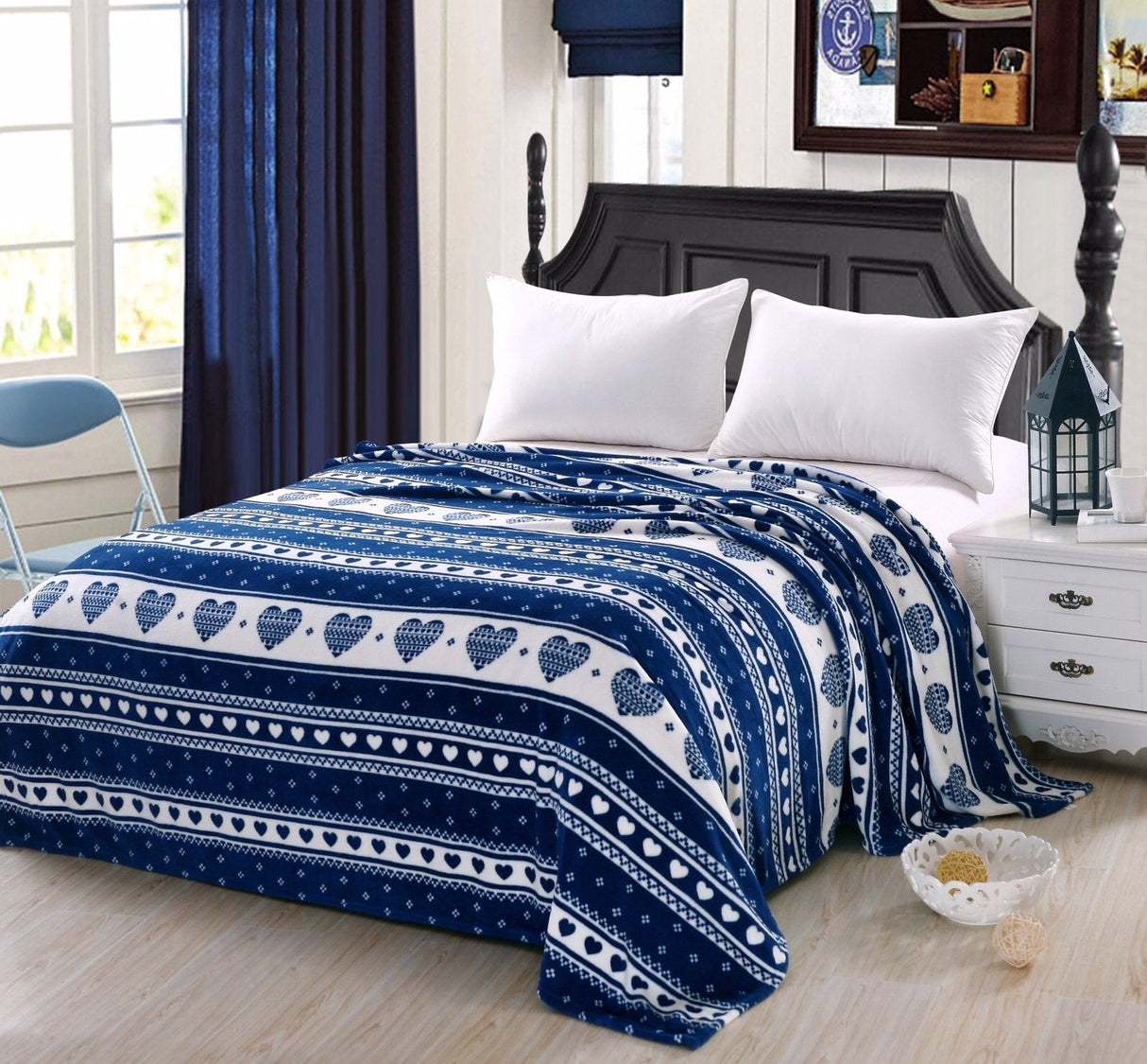FAITH, HOPE, LOVE HOME DÉCOR Amore Love Filled Heart Throws Queen Size Microplush Blanket – Velvet Touch 102" x 86", Soft Cozy Decorative Bed Blanket