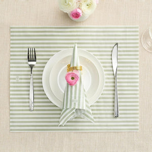 Tonal Striped Disposable Napkin Set in Green, 50 Pieces