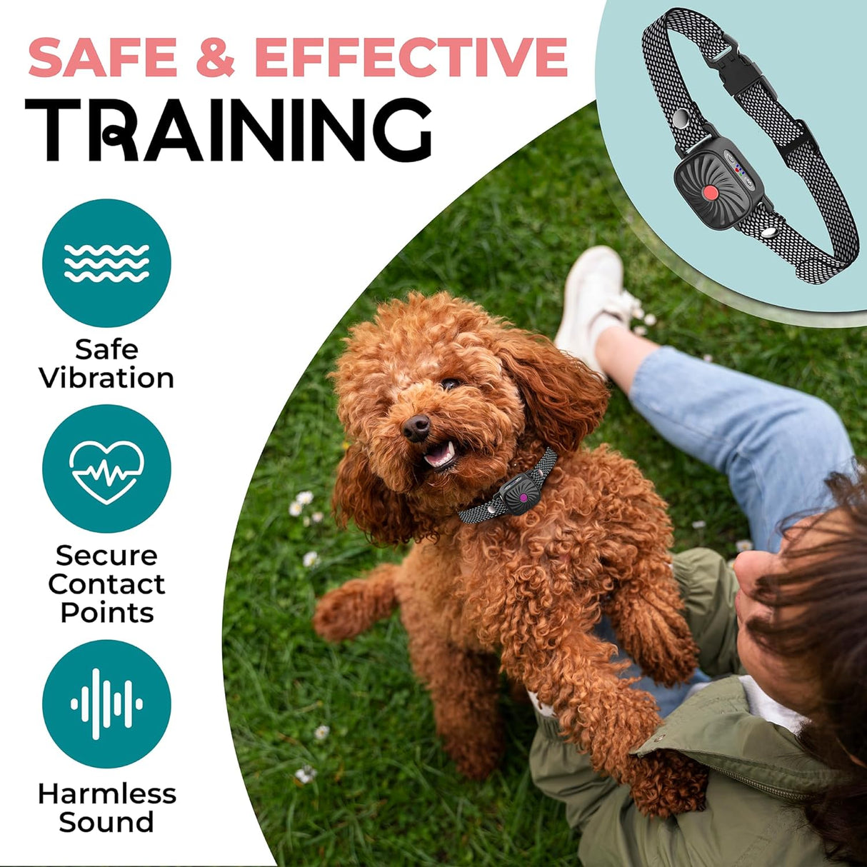 Adjustable Anti Bark Dog Collar Training Collar with Safe Stimulation