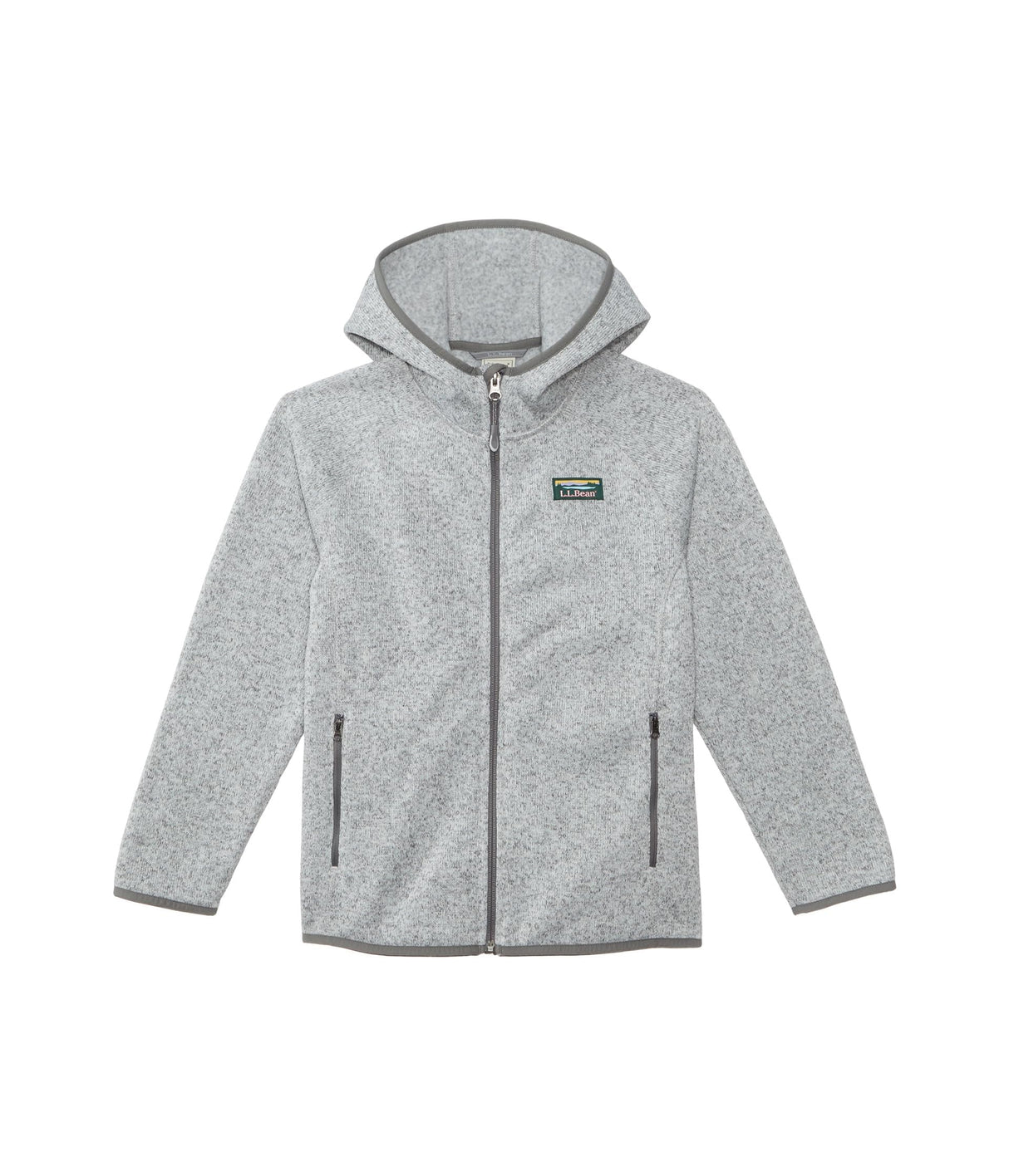 LLBean Kids Sweater Fleece Hooded Jacket - Pewter