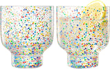 Khen Confetti Stemless Tumblers Set Colorful Drinkware  - 12oz Clear