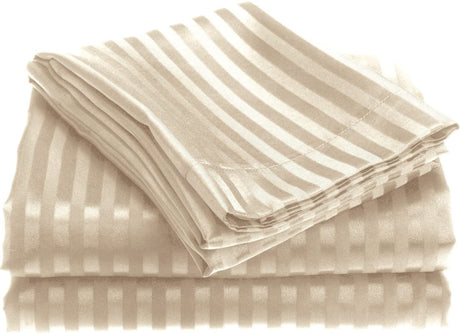 Noble house 1800 series wrinkle resistant embossed stripe sheet set
