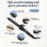 Bio Ionic Long Barrel Styler, Curling Iron with Moisture Heat Technology & NanoIonic MX, Versatile Curling Wand with Adjustable Heat Settings, Hair Curler with Extended Barrel