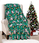 Ho ho ho merry christmas collection microplush holiday throw blanket (60" x 50") - santa