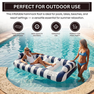 Navy Blue Twin Hammock Pool Float, Single Piece, 86.61 x 53.15 x 16.54"