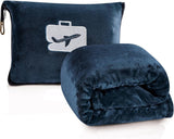 Comfort Fly Travel Blanket & Pillow – 2-in-1 Micro Plush Airplane Blanket with Carry Case (40" x 70")