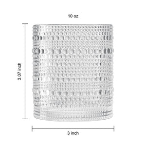 Khen Hobnail Drinking Glasses with Straws | Clear Colors | Set of 12