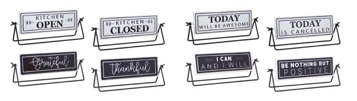 Reversable sentiment sign with stand (set of 4)