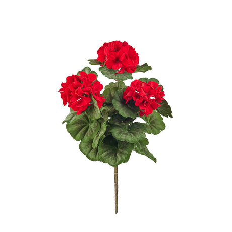 Red geranium floral bush (set of 2)