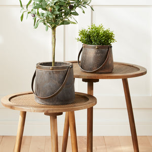 Rattan Wood Accent Table (Set of 3)