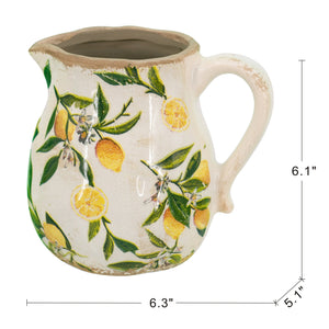 Distressed White Ceramic Pitcher Vase
