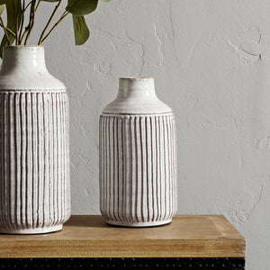 Rustic Ribbed Terra Cotta Vase 12.25"H