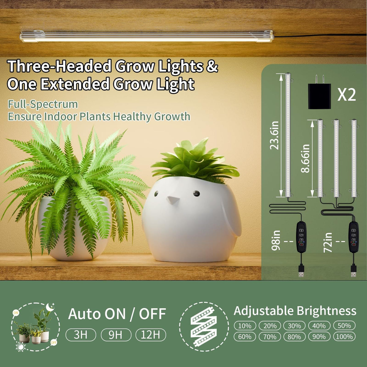 Large Indoor Plant Stand with Grow Light