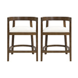 Modern Rubberwood Counter Stool Set with Upholstered Seats