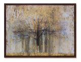 Painted landscape canvas wall decor with wood frame and gold finish 31.5"l