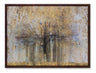 Painted landscape canvas wall decor with wood frame and gold finish 31.5"l