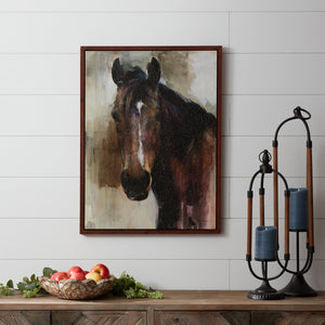 Wood Framed Horse Canvas Painting 31.5"H