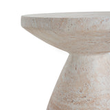 Elegant Travertine Finish Indoor/Outdoor Lightweight Concrete Side Table