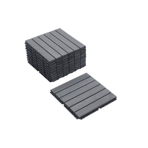 Interlocking Deck Tiles Striped Pattern, Waterproof Anti Mildew Brown