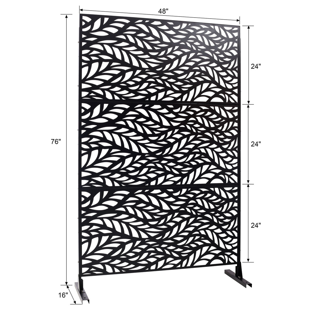 Outdoor & Indoor Privacy Screen Metal Privacy Screen, Freestanding Decorative Privacy Screen For Deck Balcony Patio - Black
