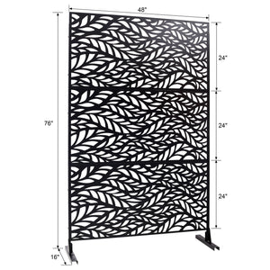 Outdoor & Indoor Privacy Screen Metal Privacy Screen, Freestanding Decorative Privacy Screen For Deck Balcony Patio - Black