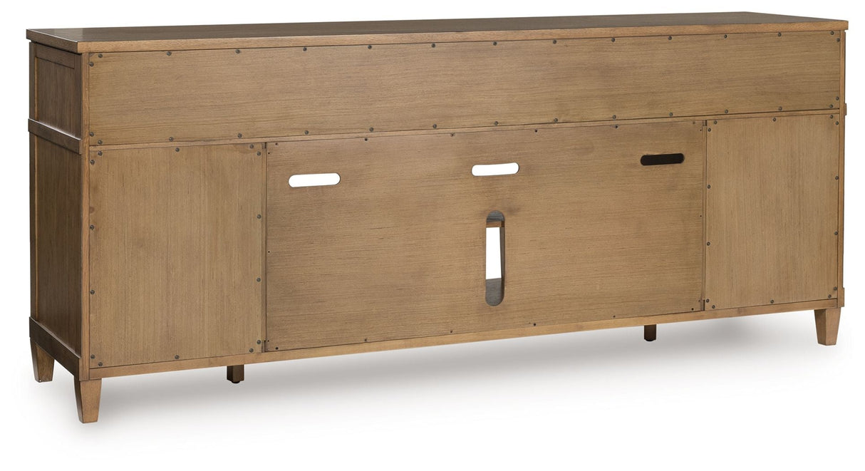 Sharlance - XL TV Stand With Fireplace Option - Light Brown