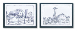 Framed-Sketch-Art-Barn-Print-(Set-of-2)-Wall-Art