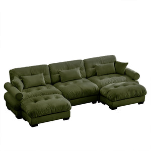 Oversized Modular Sectional Sofa with Movable Ottoman - Fabric, Multiple Colors