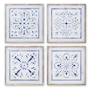 Ornate-metal-tile-plaque-(set-of-4)-Decorative-Plaques