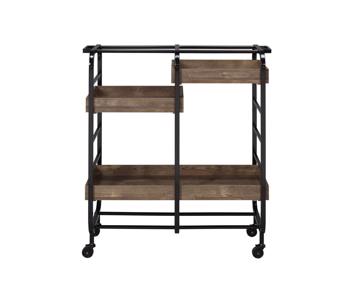 Vorrik Black & Walnut Finish Serving Cart