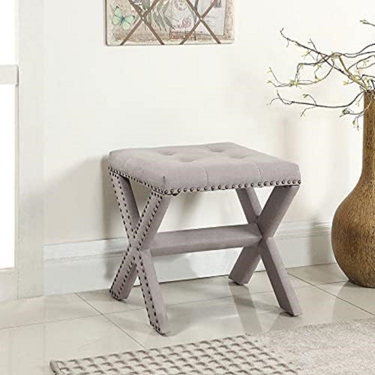 Upholstered Accent Bench With Nailhead Trim