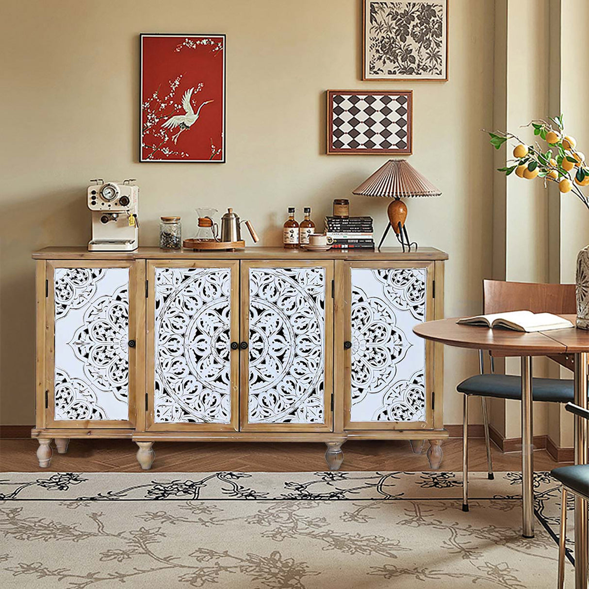 Hollow-Carved Accent Cabinenet