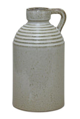 Rustic ceramic jug vase with washed cream finish 11.75"h