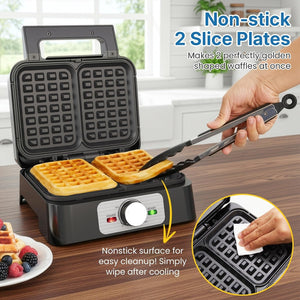Belgian Waffle Iron - 2 Slices, Electric Waffle Maker