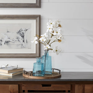 Blue glass tapered bottle vase (set of 2)