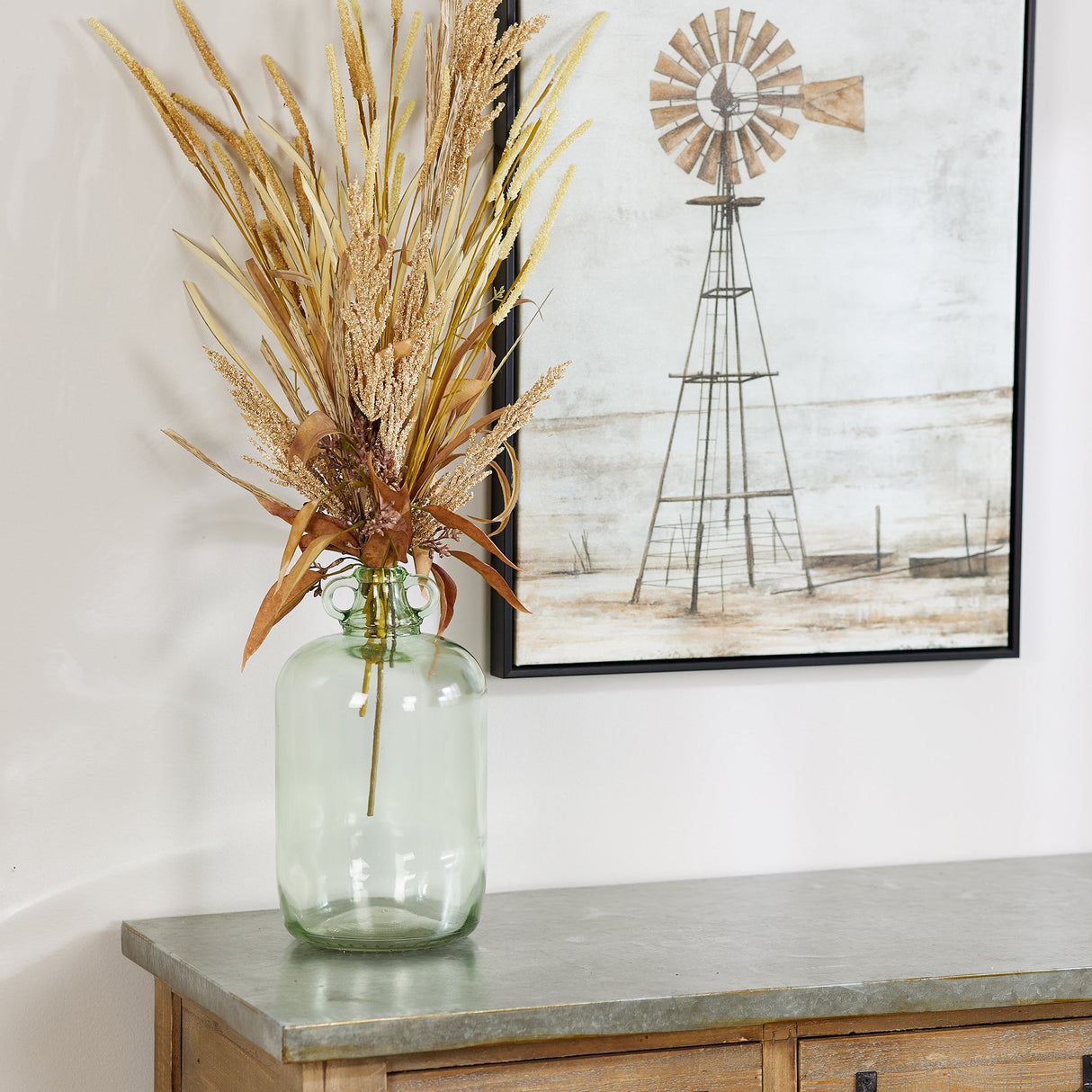 Sage Green Glass Jug Vase (Set of 2)